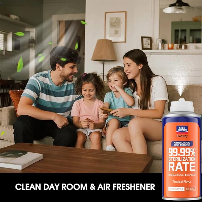 Glodway Air RefresherOdor Eliminator Remover SprayOdor RemoverTropical Flavor Long-Lasting Scent For HomeCouchMattressFurniture bathroomFabrics &amp Trash6 Ounce4 pack
