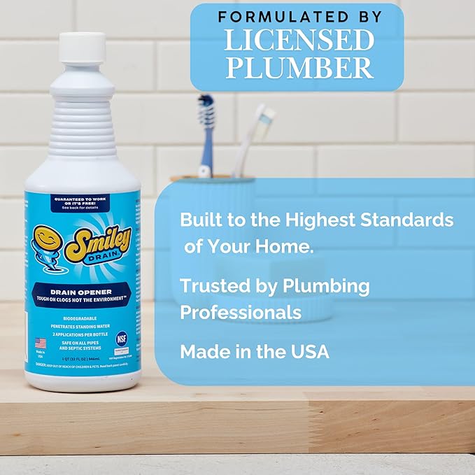 Ultra Concentrated &amp Super Fast Drain Opener | Safe Made By Licensed Plumber | Clears Clogs in 10 Minutes | Odorless Biodegradable and Eco-Friendly | Prevents Future Clogs