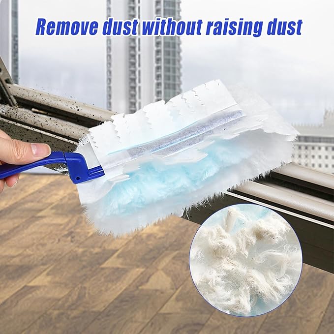 100 Pcs Duster Refills Bulk Thickened Duster Refill Electrostatic Duster Head Duster Refills for Cleaning with 4 Handles Disposable Duster Refills for Cleaning Blinds Ceiling Fans(Blue)