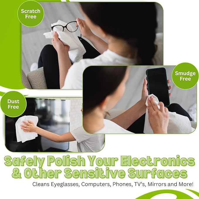 4-Pack Reusable Cleaning Cloths for Streak-Free Windows Mirrors &amp All-Purpose Use – Chemical-Free Absorbent Non-Abrasive 16 x 16 White Cleaning Rags Made in The USA