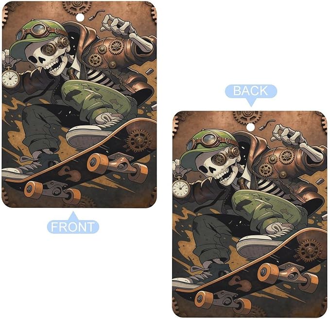 5PCS Car Air Freshener Hanging Personalized Double Sided Steampunk Skull Car Fresheners Long Lasting New Cars Scents Cute Automotive Freshies for Closets Drawers (tea)