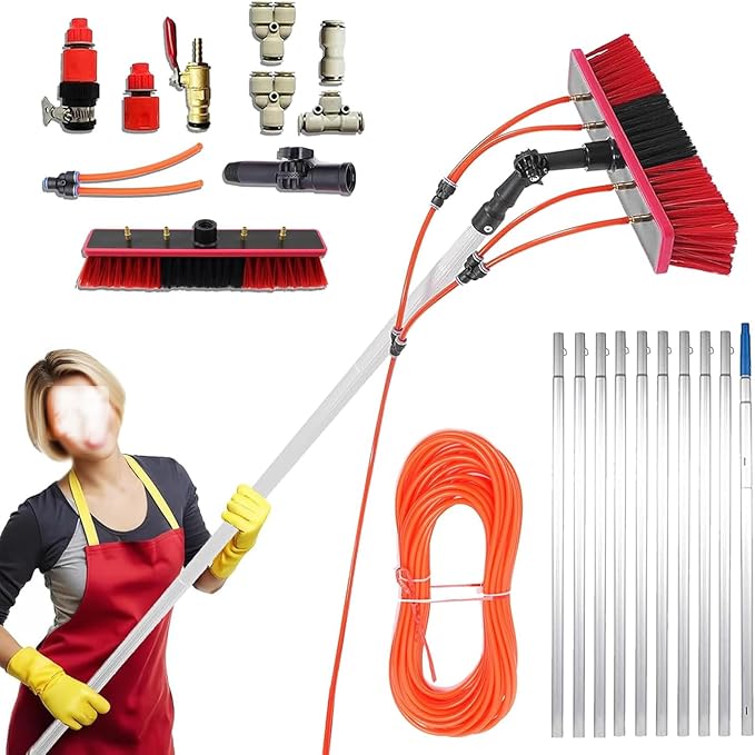 Water Fed Pole Kit w/65 Feet Hose Glass Window Cleaner Solar Panel Cleaning System50cm400cm