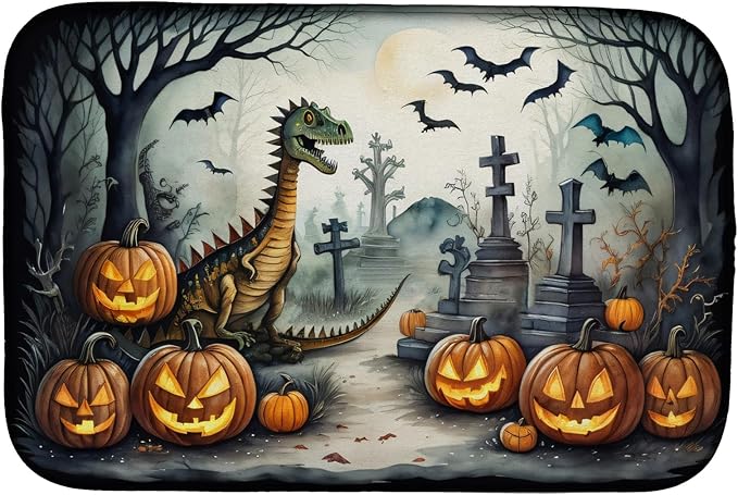 Caroline's Treasures DAC2239DDM Dinosaurs Spooky Halloween Dish Drying Mat Absorbent Dish Drying Mat Pad for Kitchen Counter Dish Drainer Mat for Countertop 14 x 21 Multicolor