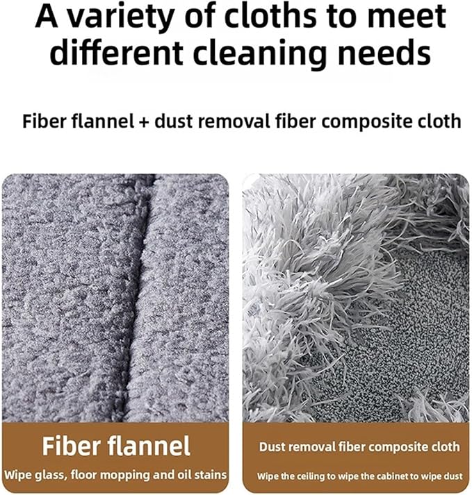 Portable Fold Triangle Head Floor Mop Cleaner Tool 360 Rotation Cleaning for Kitchen Walls and Ceilings Microfiber Pad(Combination-C)