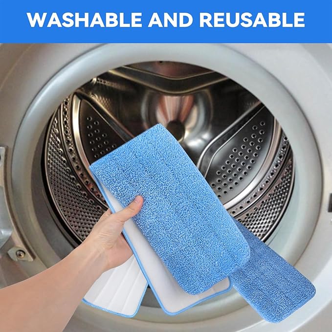 Microfiber Mop Pad for Rubbermaid Commercial 20 Inch Mop Head - 10 Pack Wet &amp Dry Commercial Cleaning Refills Reusable Mop Refills Fit for Any Microfiber Flat Mop System 18 to 21