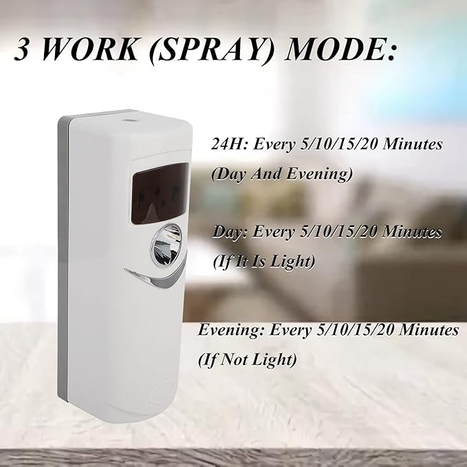 Air Fresher Dispenser Electric Dispenser Desktop 4 Time Settings Wall Mounted for Office Bedroom Home Livingroom