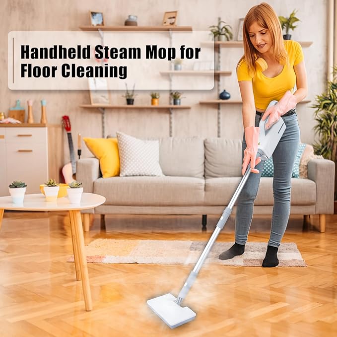 Household Steam Mop for Floor Cleaning Detachable Handheld Cleaner Floor Steamer 370ml Water Tank 2-Level Steam with 3 Cleaning Brush Window Cleaner Clothes Ironing Head Steam Cleaner for Hardw