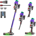 Cordless Vacuum Cleaner 650W 48KPA 60Min Wireless Vacuum for Home Stick Vacuum with Green Light Anti-Tangle Rechargeable Vacuum Cleaners for Pet Hair Carpet Hard Floors （Purple）