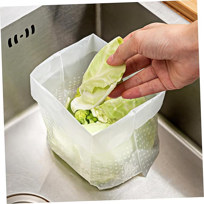 150 Pcs Transparent Kitchen Sink Strainer Bags Upright Food Waste Trash Bags with Drain for Daily Use Picnic Bedroom Office Garbage Disposal Liners