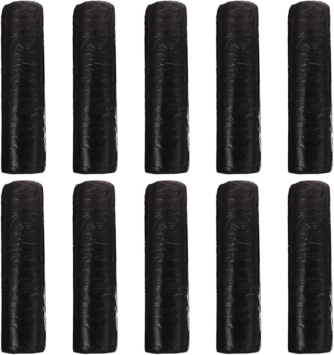 10 Packs 150pcs Black Disposable Drawstring Trash Bags Plastic Garbage Bags Household Waste Liners for Kitchen Car Bedroom Use