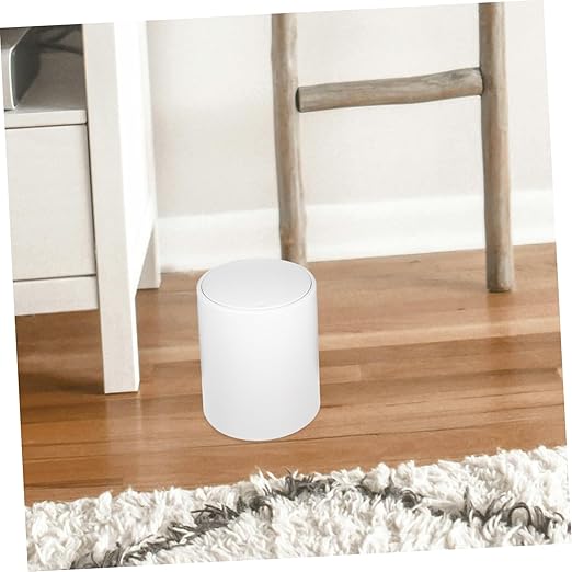 Trash Can Lid Medium Wastebasket for Bathroom Bedroom Kitchen Grey and White Compact for Easy Placement Home Spaces