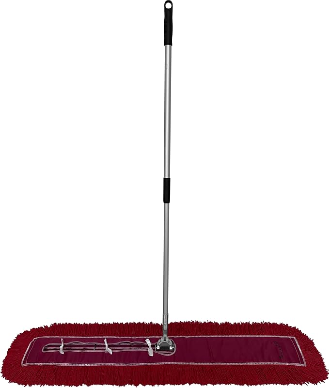 Ultimate Dust Mop Kit: Industrial-Grade Performance Heavy-Duty Frame Telescopic Handle - Red 48 Inch