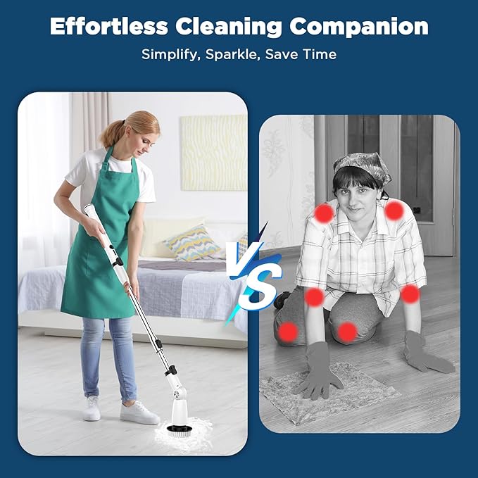 Electric Spin Scrubber Upgraded Bathroom Cleaner Power Shower Cleaning Brush with Extendable Handle &amp 4 Brush Heads Dual Speed &amp USB-C Charging Shower Scrubber for Bathtub Tile and Floor