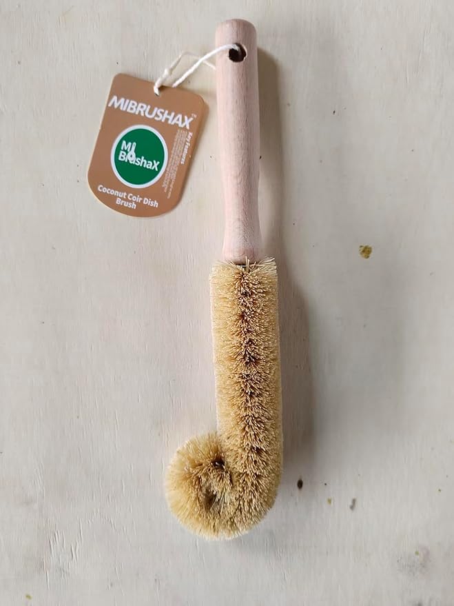 Wooden Bottle Brush - L-Shape Long Handle Cup Scrubber for Water Bottles Decanters &amp Glassware - Beech Wood Kitchen Cleaning Tool (Multipack) (4)