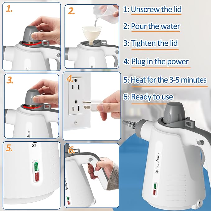 Spurgehom Handheld Steam Cleaner Portable Steamer with 11 PCS Accessory &amp Safety Lock Large Capacity Steam for Cleaning Multipurpose Steam Cleaner for Home Car Window