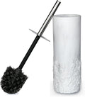 Marble Cherry Blossom Design Resin Toilet Brush and Holder Set for Bathroom Stylish Design with Durable Bristles and Compact Storage