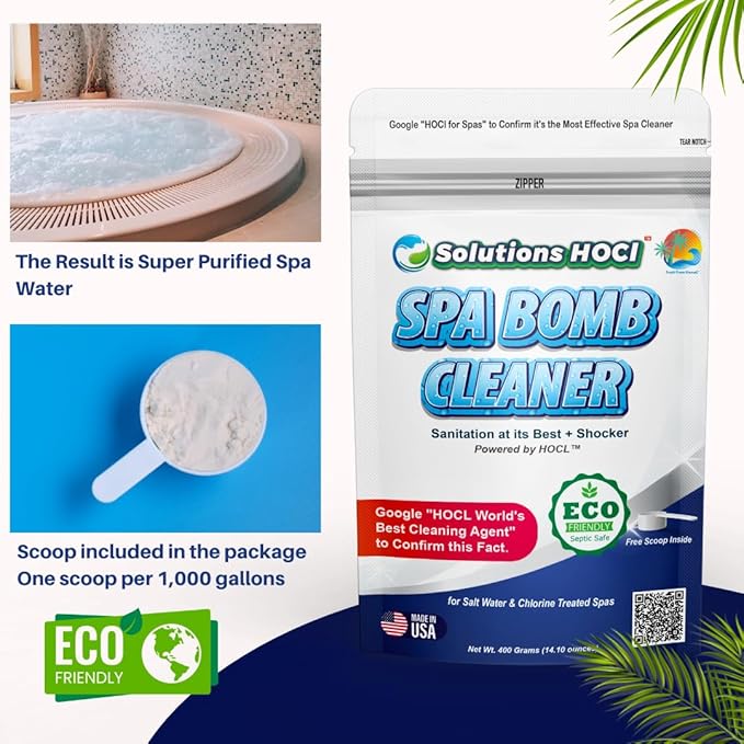 Spa Hot Tub Bathtubs &amp Whirlpools Cleaner - Spa Surface Cleaner Bomb - Super Cleans Your Spa - 400 Grams Pack SB 400G