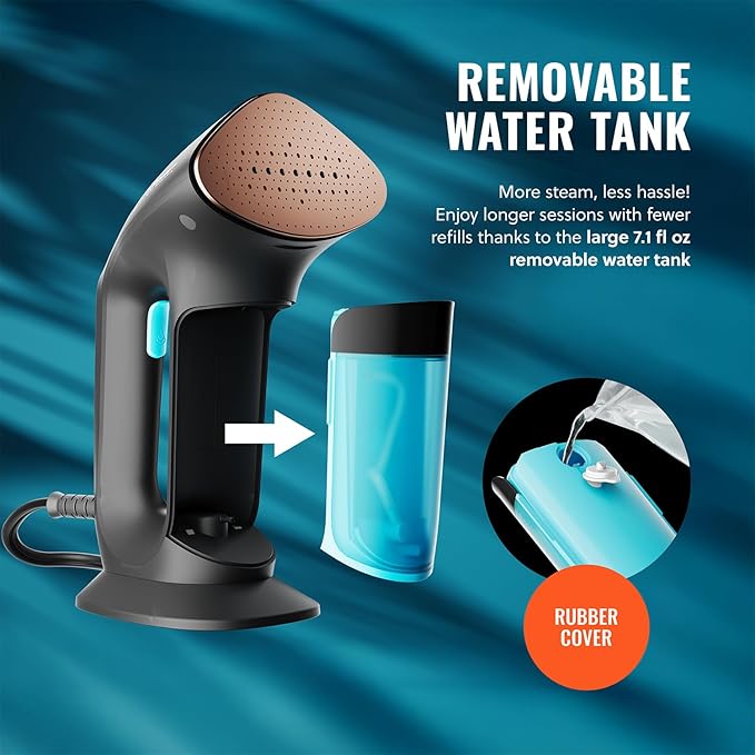 PurSteam SteamPulse Pro Handheld Steamer for Clothes Portable Handheld Fabric and Garment Travel Steamer Iron Press Wrinkle Remover with Fabric Brush