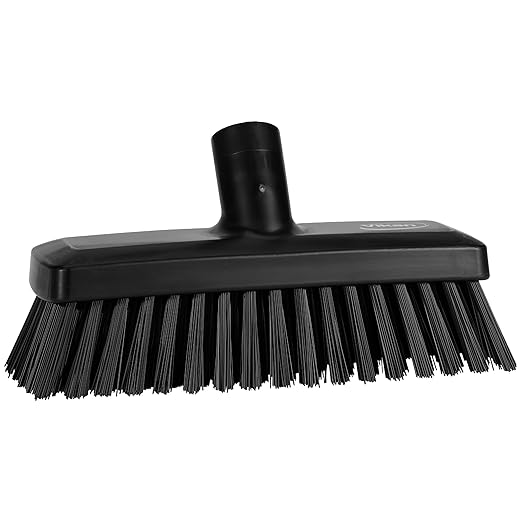 Vikan 70429 Compact Wall/Deck Scrub 8.9 Stiff Black