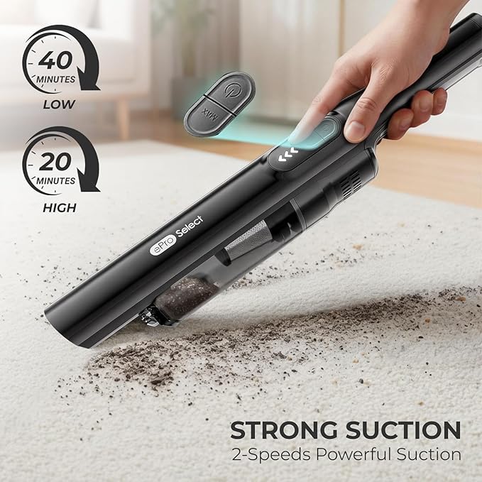 Apical Life Cordless Handheld Vacuum Cleaner 13000Pa Strong Suction Mini Vacuum with Charging Dock 40 Mins Runtime LED Light HEPA Filter One-Click Empty for Car Detailing and Home