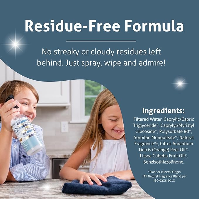 Therapy Granite Countertop Cleaner &amp Polish (2 Pack - With Microfiber) - pH Neutral Marble Cleaner Soapstone Quartz Stone Quartzite Slate Limestone Corian Laminate
