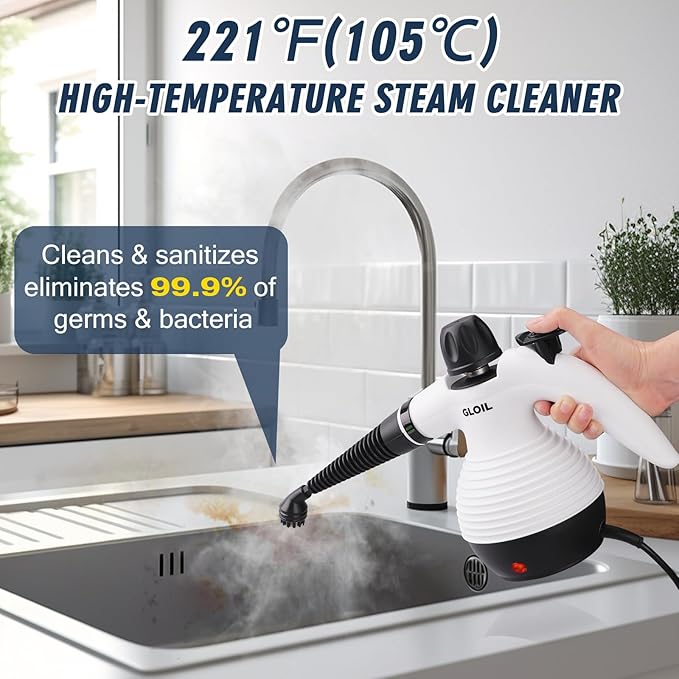 Handheld Steam Cleaner Steamer for Cleaning Multipurpose Portable Steam Cleaners for Home Use with Safety Lock and 10 Accessory Kit to Remove Grime Grease and More Save Time and Effort