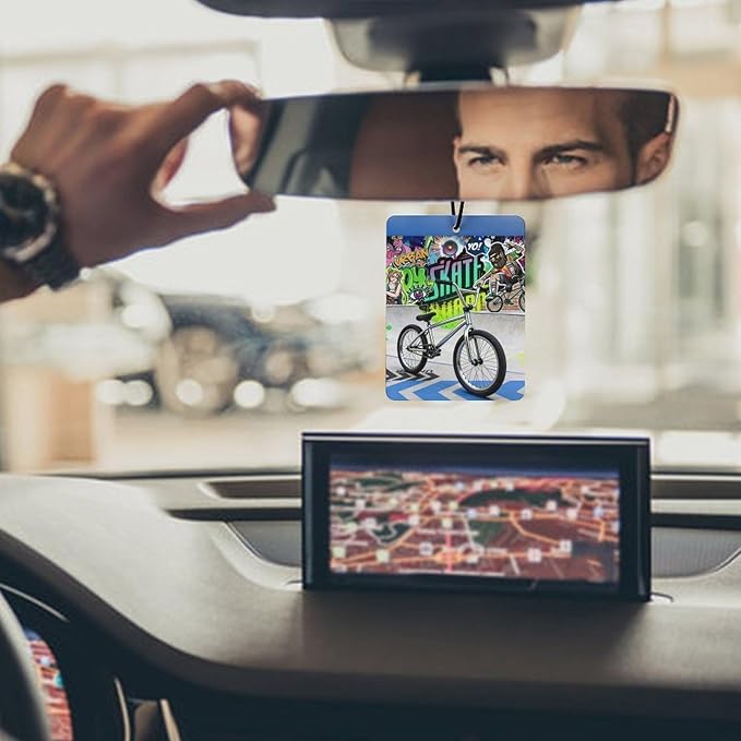 5PCS Car Air Freshener Hanging Personalized Double Sided Urban Bike Car Fresheners Long Lasting New Cars Scents Cute Automotive Freshies for Closets Drawers (tea)