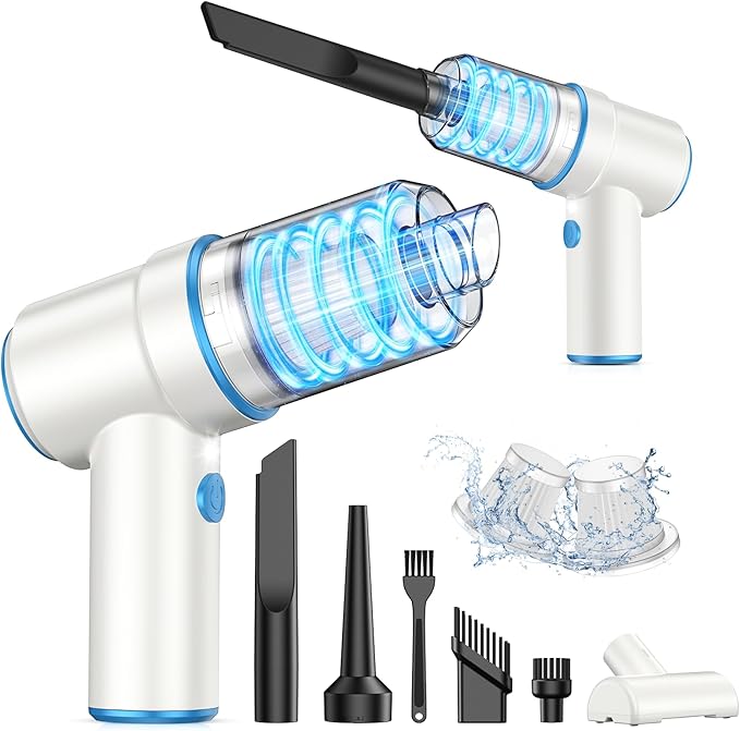 KMM Handheld Car Vacuum Cleaner 9000PA Vacuum Cleaner &amp Air Duster 120W High Power Vacuum Portable Cordless Hand Held Vacuum Rechargeable with Multi-Nozzles &amp LED Light for Home Car Offic