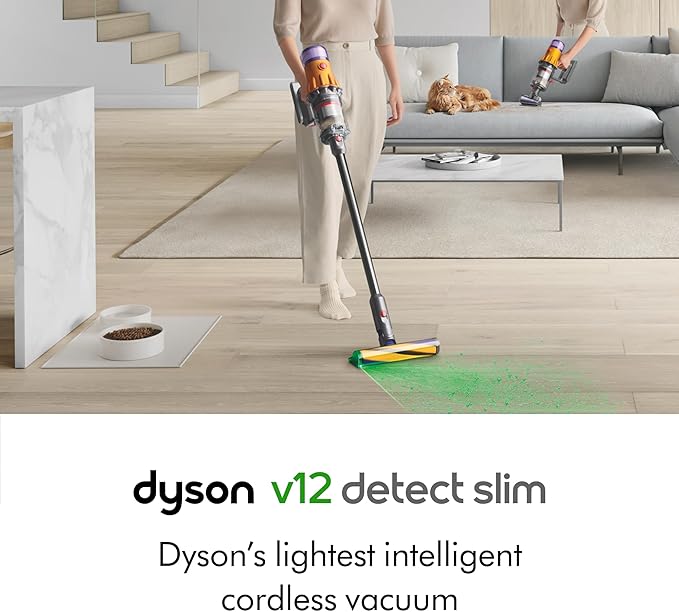 Dyson V12 Detect Slim Cordless Vacuum CleanerYellow/Iron (Renewed) Large