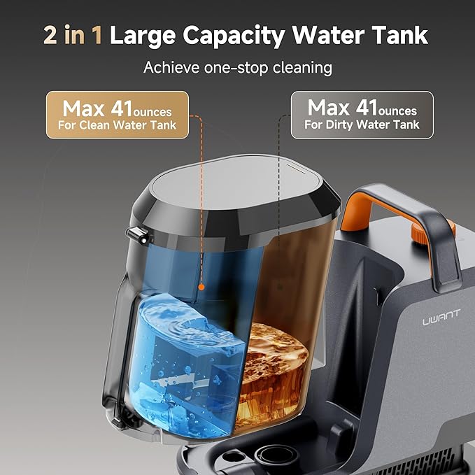 uwant 18Kpa Carpet Cleaner Machine with 3 System Powerful Suction Upholstery Cleaner Machine for Pet Stains with Cleaning Tools&ampoxy Solution Set