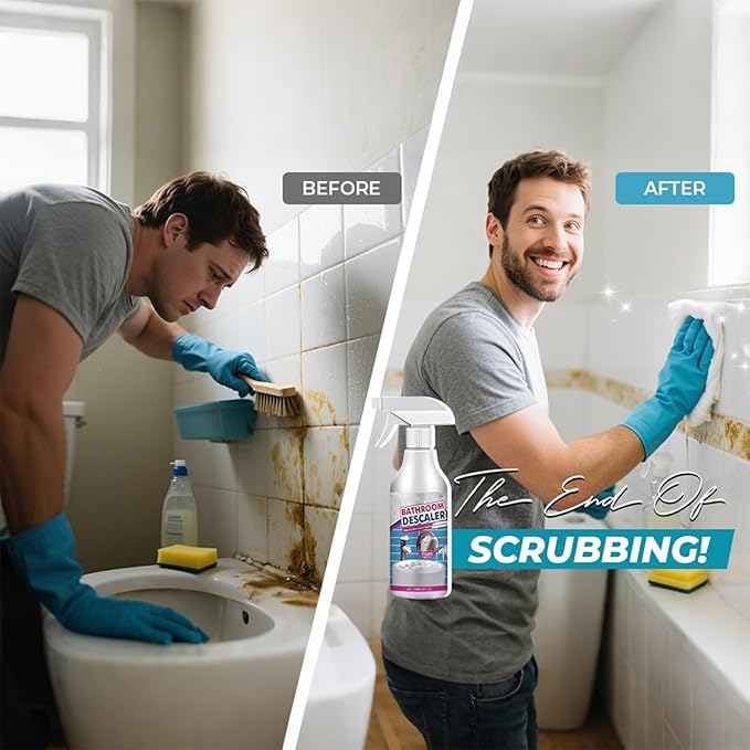 Stubborn Stains Cleaner - Advanced Foam Cleaner for Bathroom and Kitchen Surfaces Removes Tough Stains Without Scrubbing Safe for Tiles Toilets and Glass (8)