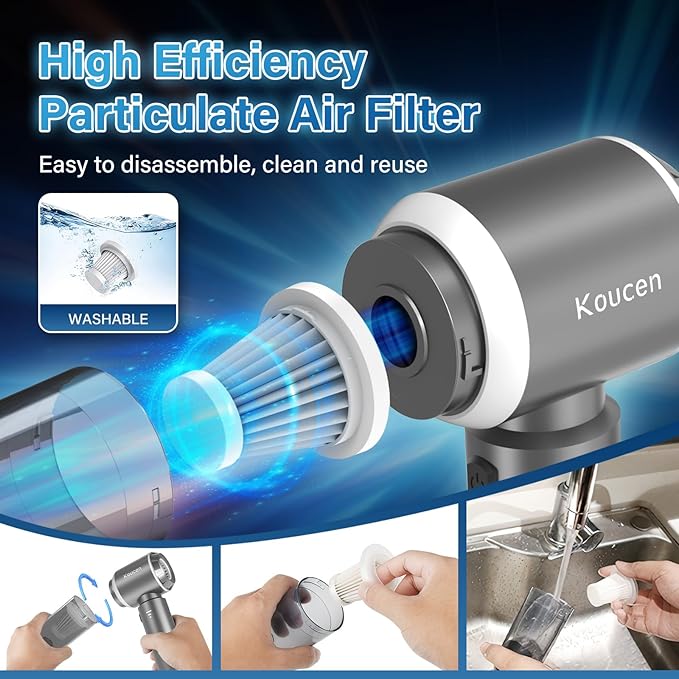 4-in-1 Car Vacuum Portable Cordless &amp Dust Buster 20000pa High Power Handheld Vacuum Cordless Rechargeable Mini Vacuums with 3 Reusable Filter Vacuum Cleaner for Car Home Office &amp Pet(Silve