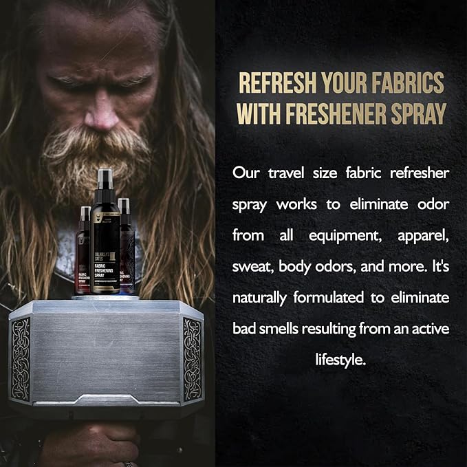 Fabric Freshener Spray by The Beard Struggle - Linen Spray Freshener for Cloths Bed &amp Room Air Freshener - Odor Eliminator with Luxury Fragrance - Viking Storm Silver Collection (120ml)
