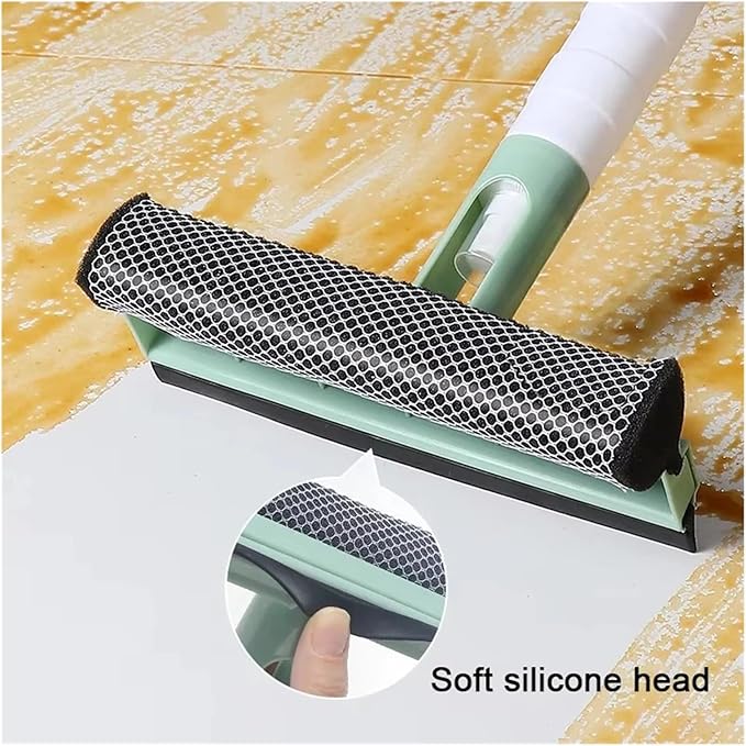 3 in 1 Window Cleaning Brush Glass Wiper for Bathroom Mirror with Spray Double-Sided Cleaner Squeegee(Pink)