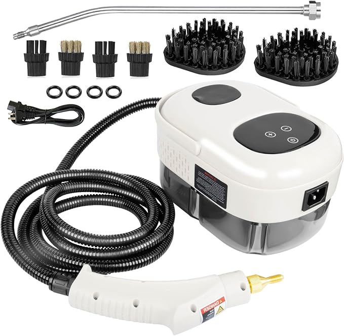 2500W Handheld Steam CleanerSteamer for Cleaning15SFast Heating High Pressure Portable Steam Cleaner (White-(New Version))