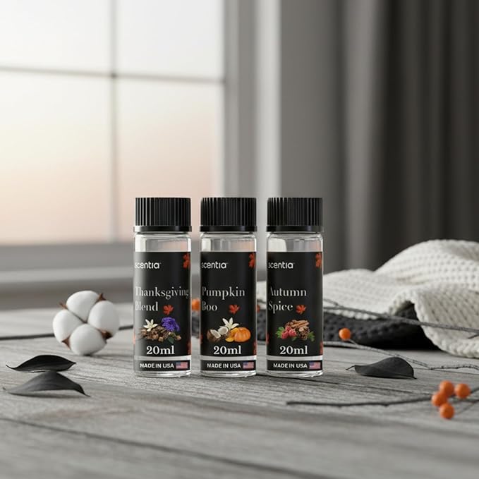 Scentia Pumpkin Vanilla Bakery Aromatherapy Diffuser Oil Collection – Essential Oil Blend for Candles Home &amp DIY Cozy Scents 3x20ml Discovery Set