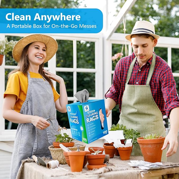 GLIMGLINT Cleaning Rags 100 Pack Microfiber Cleaning Cloth Lint-Free Ultra Absorbent Reusable Paper Towels for Home Kitchen Car Garage or Shop Dish Rags 11 x 9 Grey