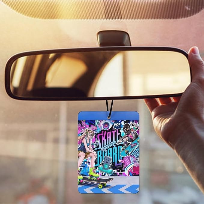 5PCS Car Air Freshener Hanging Personalized Double Sided Skate Girl Car Fresheners Long Lasting New Cars Scents Cute Automotive Freshies for Closets Drawers (tea)