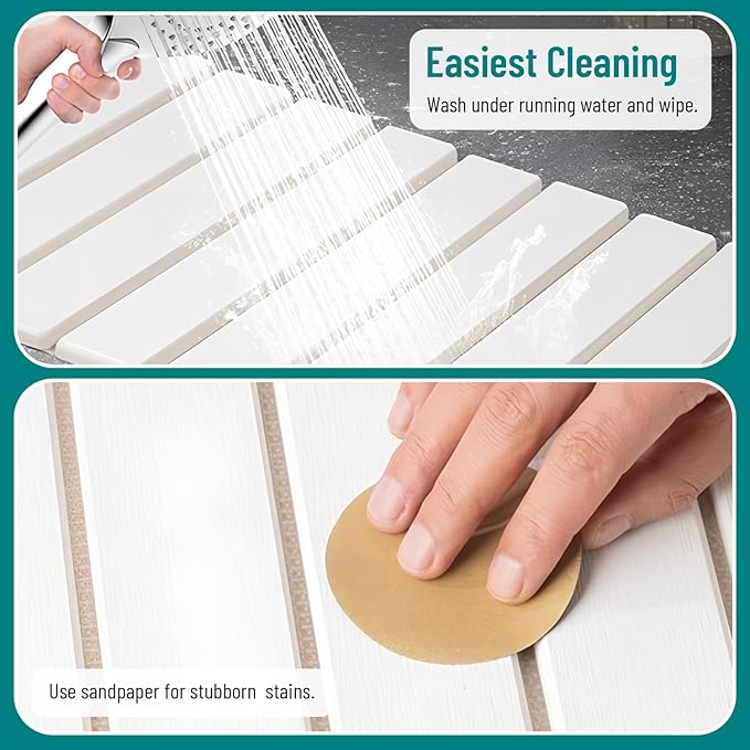 Stone Dish Drying Mat For Kitchen Counter Off-White 24x16 – Quick Dry &amp Foldable Diatomaceous Earth Mat for Dish  Bottle  Cup  Tableware &amp Match Any Countertop.