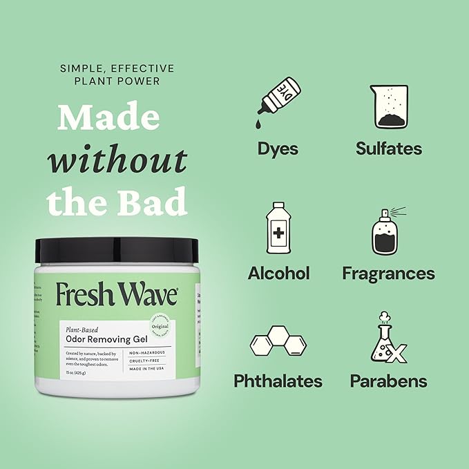 Fresh Wave Odor Removing Gel Original 15 oz. &amp Lavender 7 oz.| Safer Odor Absorbers for Home | Natural Plant-Based Odor Eliminator | Every 7 oz. Lasts 15-30 Days | for Cooking Trash &amp Pets