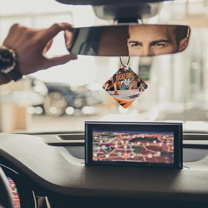 5PCS Car Air Freshener Hanging Personalized Double Sided Streetball Duel Car Fresheners Long Lasting New Cars Scents Cute Automotive Freshies for Closets Drawers (tea)