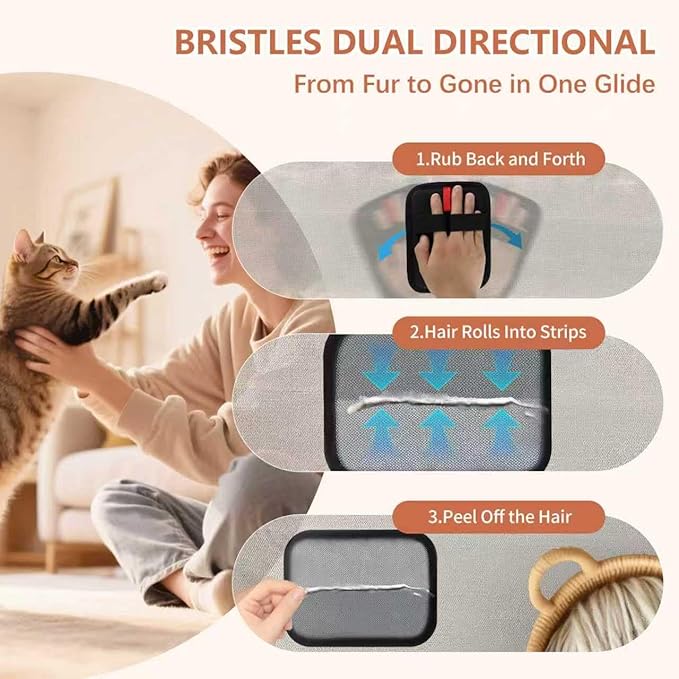 2 Pcs Pet Hair Removal Glove - Upgraded Electrostatic Pet Hair Remover Gloves for Cats &amp Dogs Reusable &amp Washable Magic Brush Pet Hair Removal Tool (Black L)