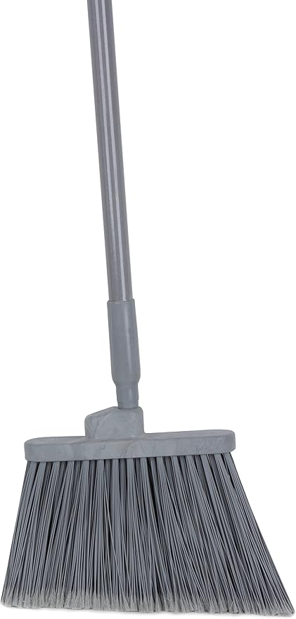 SPARTA 41082EC23 Plastic Color Coded Broom Flagged Bristles Long Broom With Angled Head For Large Debris 56 Inches Gray (Pack of 12)