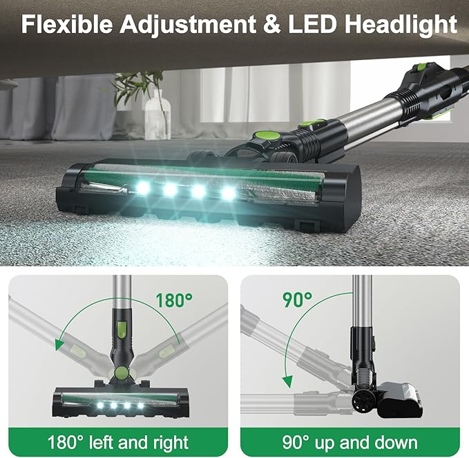 Cordless Vacuum Cleaner Lightweight Stick Vacuum with a Battery Level Displayer Self-Standing Rechargeable Cordless Vacuum for Hardwood Floor Pet Hair