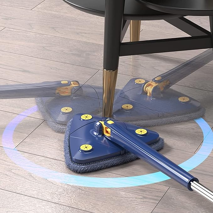 360° Rotating Adjustable Cleaning Mop Triangular Cleaning Mop with Automatic Water Compression Function for Dry and Wet 12027(Medium)