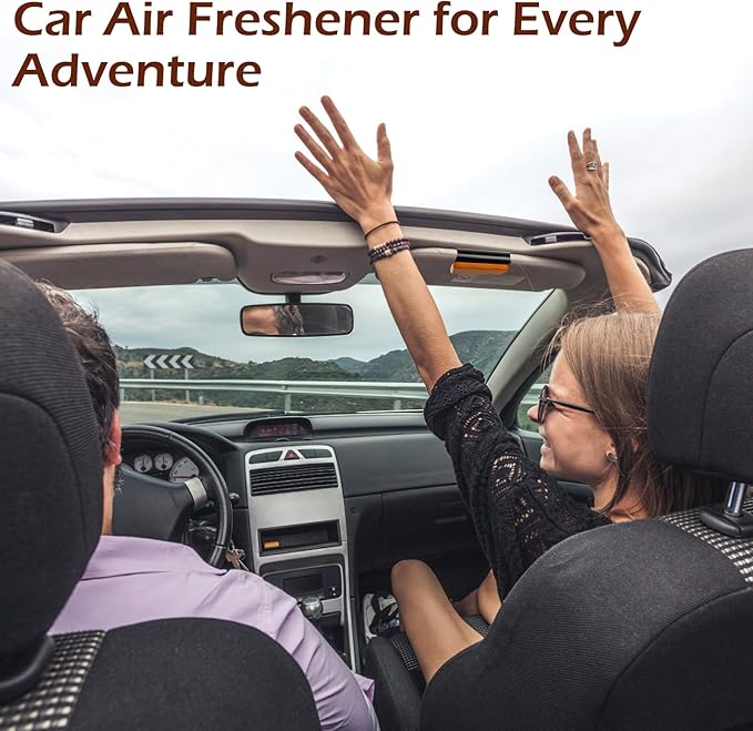 Car Air Freshener-The Original Wood Air Freshener-Car Odor Eliminator for Visor Clip-Long Lasting ScentVehicle Scent Diffuser for Truck &amp SUV-Pack of 4 (Teak-Amber-Cabana-Grove) INCLUDED 2 CLIPS