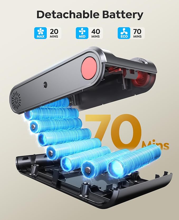 Cordless Vacuum Cleaner 55KPa 650W 70Mins Stick Vacuum Cleaners for Home with Pet Brush 3.3Ft Hose Wall Mount Charging Auto Mode Touchscreen Self-Standing Vacuum for Pet Hair/Carpet/Car Ultra10