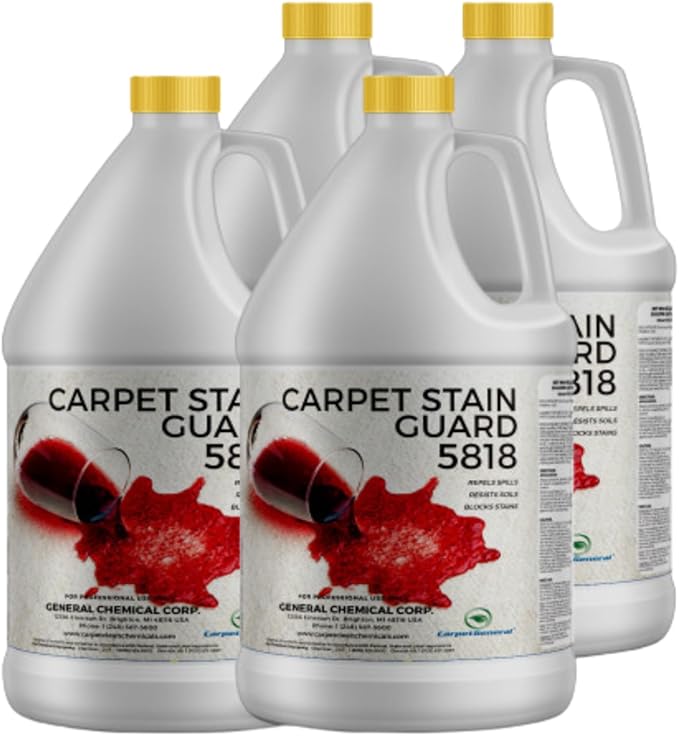 General Chemical Carpet &amp Fabric Protectant - Stain Shield for Carpets Rugs Drapes Upholstery &amp More - Rug Guard 5818 - Ultra Concentrated Fabric Protector Spray - 4 Gallon Case