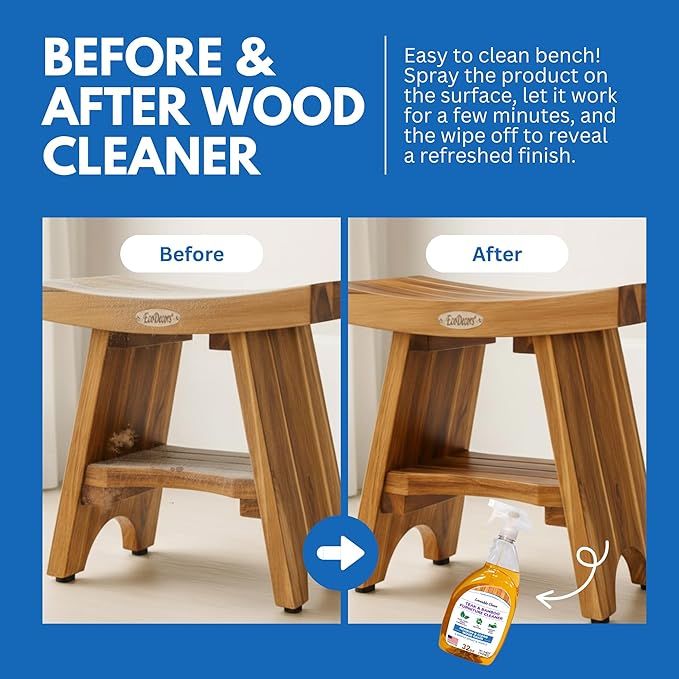 EcoDecors Teak Cleaner Protective Teak Wood Restorer Eco Household Wood Furniture Cleaner Spray bottle For Hardwood &amp Bamboo Furniture – Certified EPA Safer Choice - 32 oz