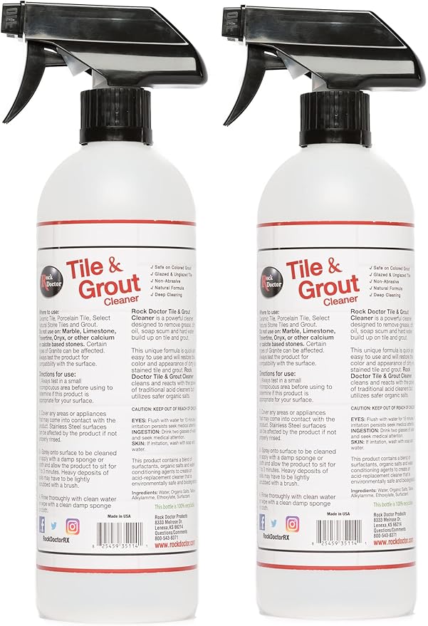 Rock Doctor Tile and Grout 24oz.Rock Doctor Natural Tile and Grout Cleaner Remove Stains Dirt Oil and Soap Scum Heavy Duty Non-Abrasive Tile Cleaner Natural Formula Pack of 2 2/pack